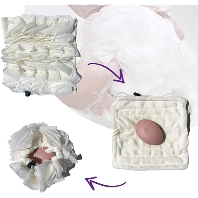 HOMION إسفنجة صابون الاستحمام HOMION Loofah Combo 2-in-1 - "بوف شبك مقشر مع جيب صابون رباط يحمل صابون اللوح - كرة استحمام شبكية لغسول الجسم وبشرة ناعمة - Image 2